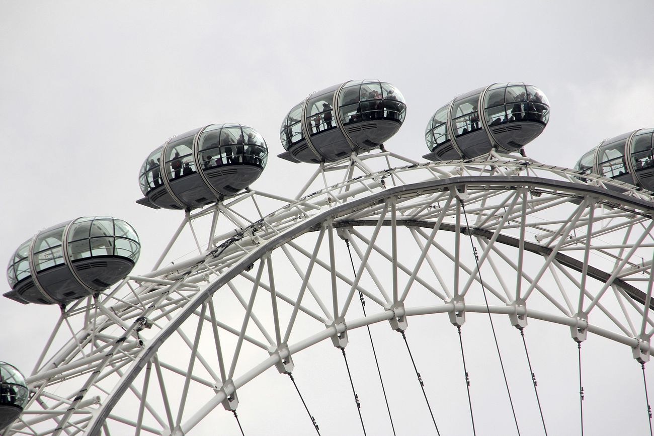 People look out of the pods of the iconic London Eye
