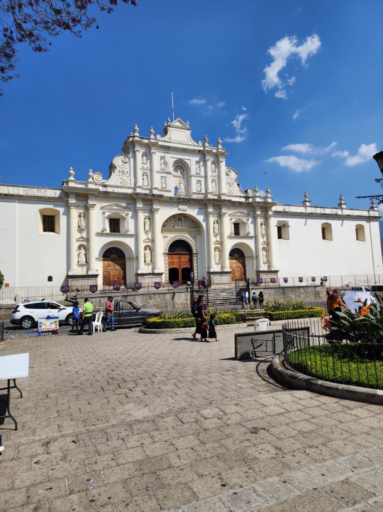 The Antigua Cathedral's front entrance
